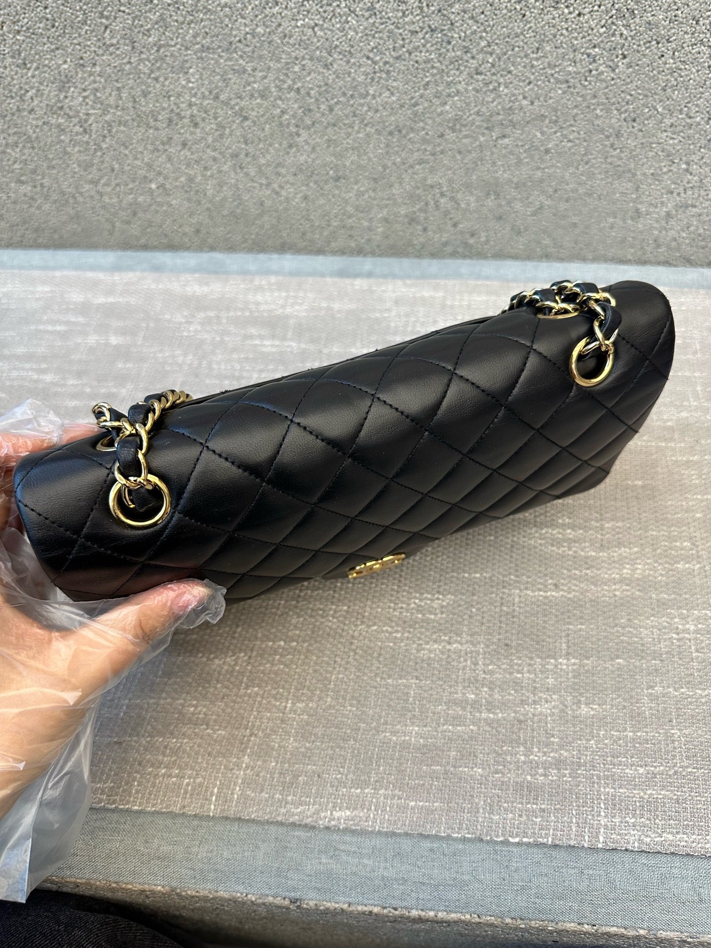 Preloved Chanel Black n Gold Classic Flap Medium