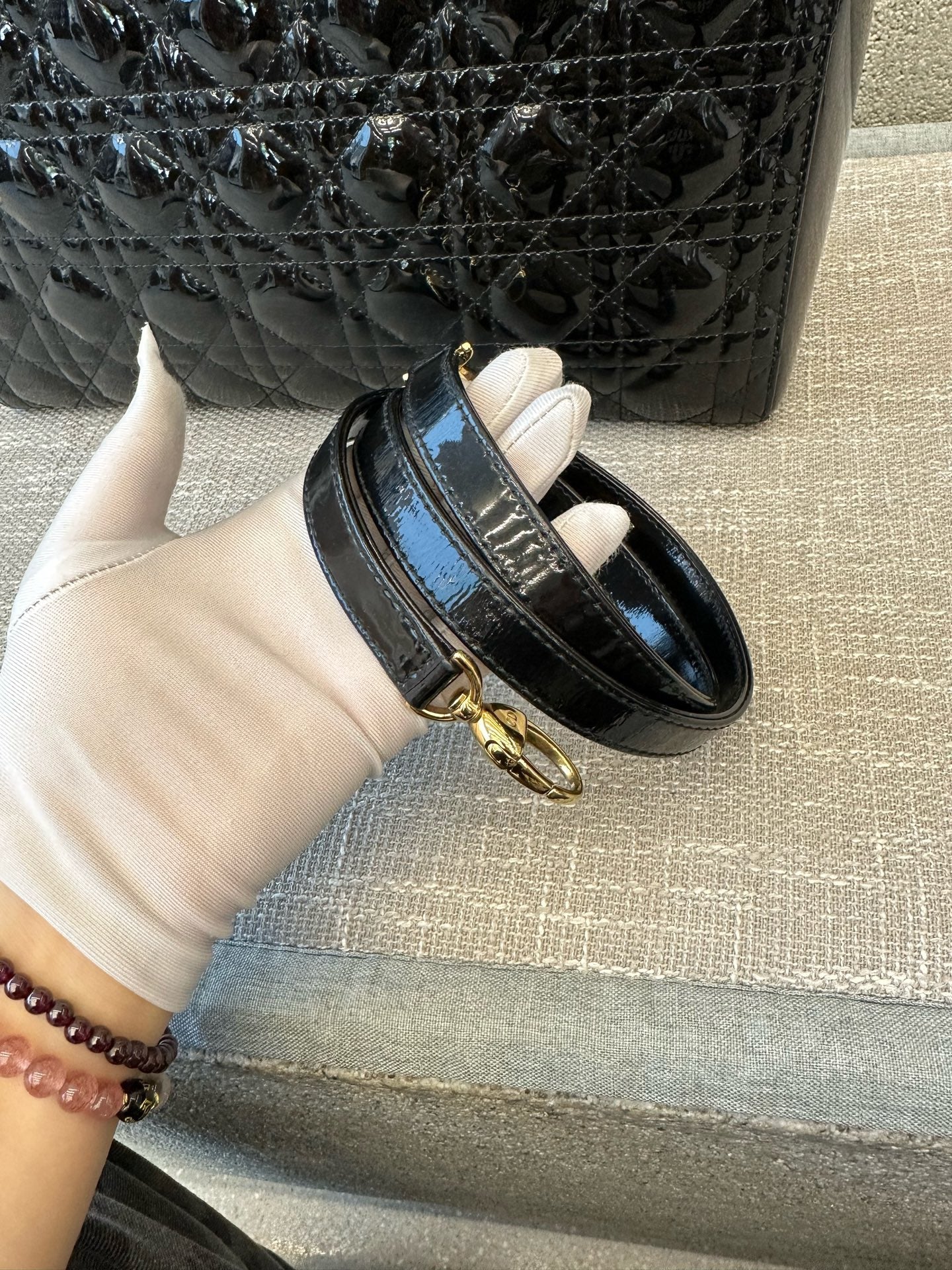 Preloved Christian Dior Black n Gold Lady Dior Large