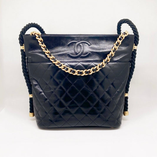 Preloved Chanel Black n Gold En Vogue Rope Tote Bag