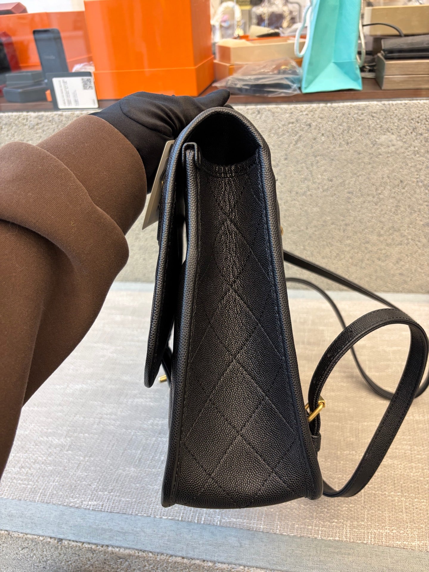 Preloved Chanel Black n Gold 22k Large School Memory Backpack With Tag