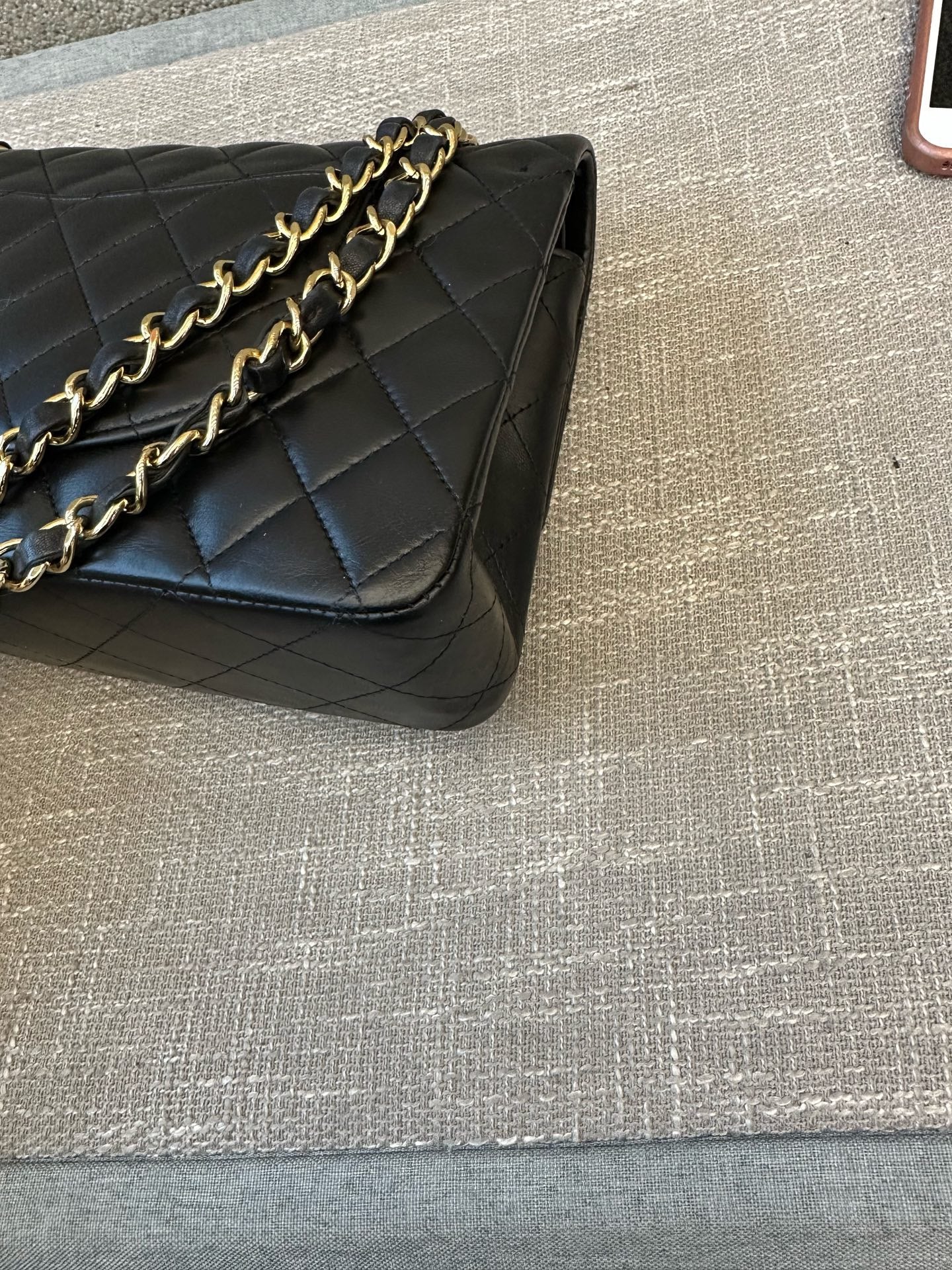 Preloved Chanel Black n Gold Classic Flap Medium