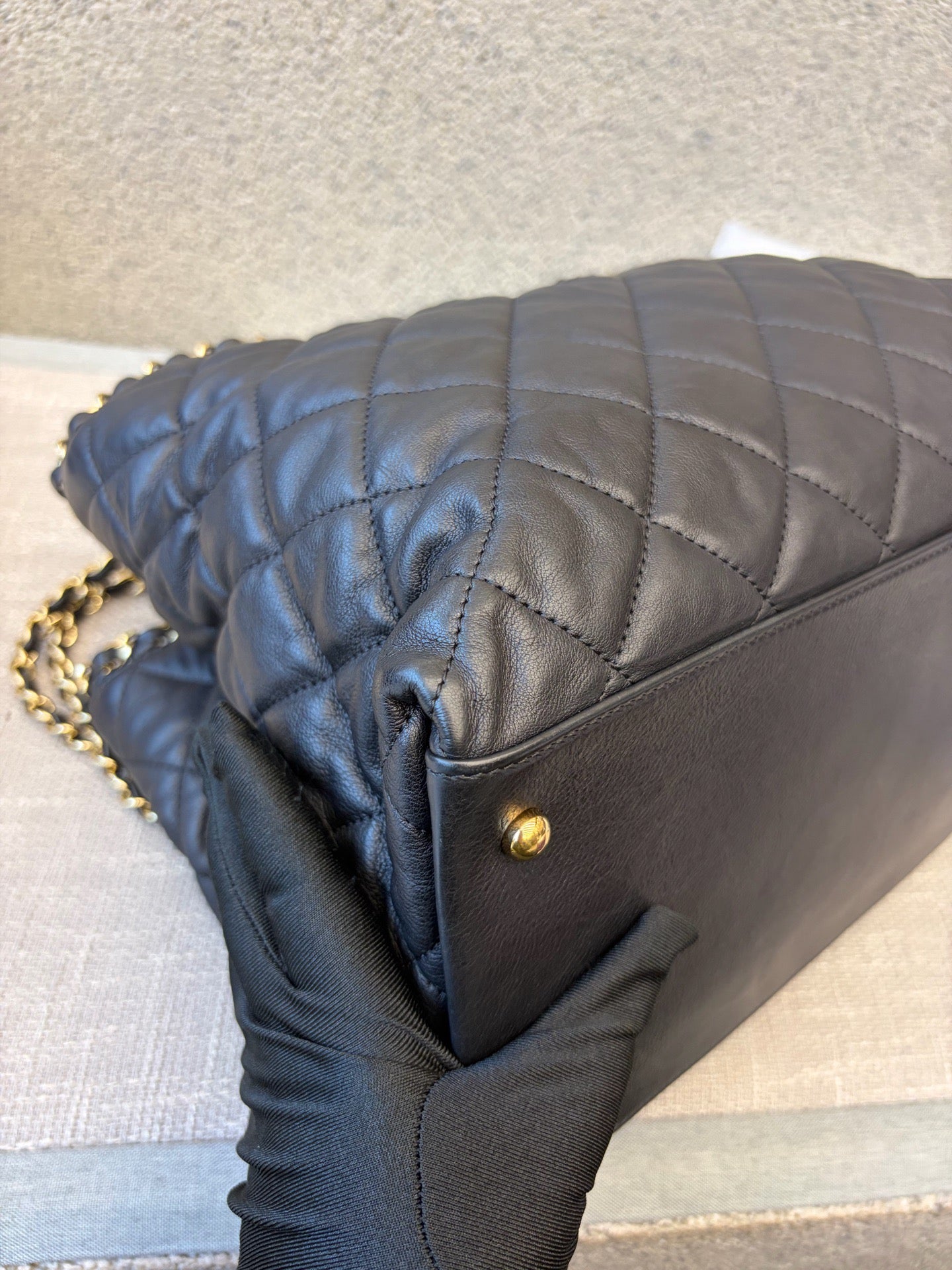 Preloved Chanel Black n Gold Chain Me Tote Bag