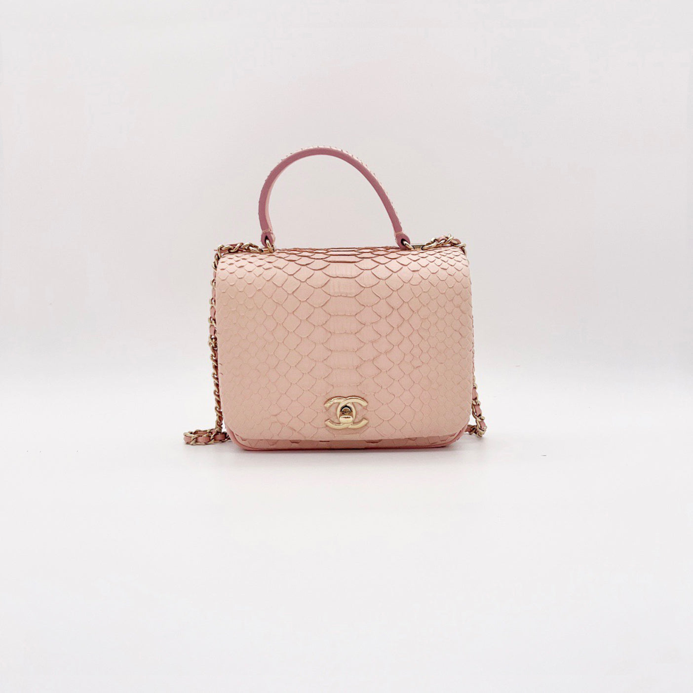Chanel Pink Python Rectangular Mini Classic Flap Bag
