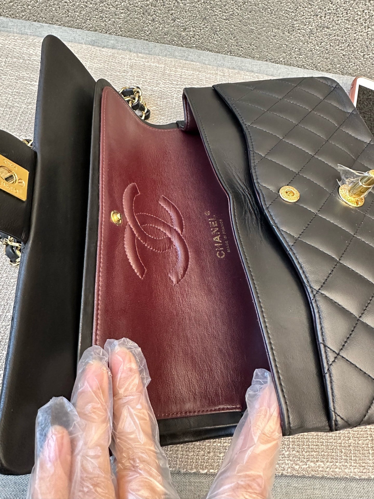 Preloved Chanel Black n Gold Classic Flap Medium