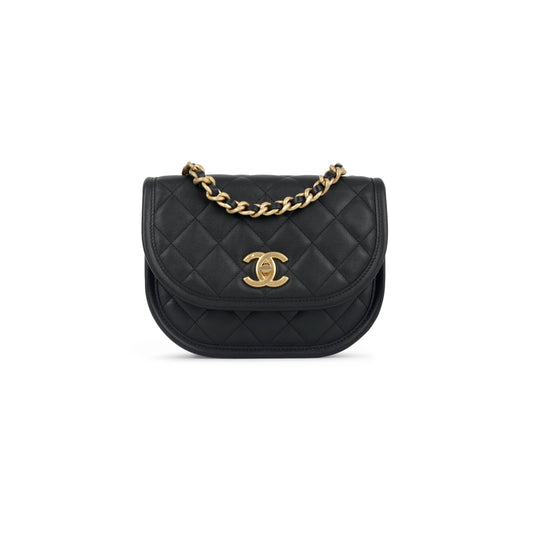 Preloved Chanel Black n Gold 24S Classic Messenger Flap