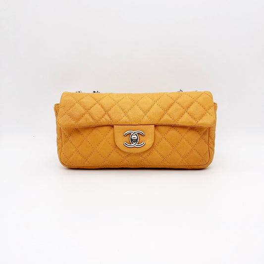 Preloved Chanel East West Flap Clutch Baguette Bag