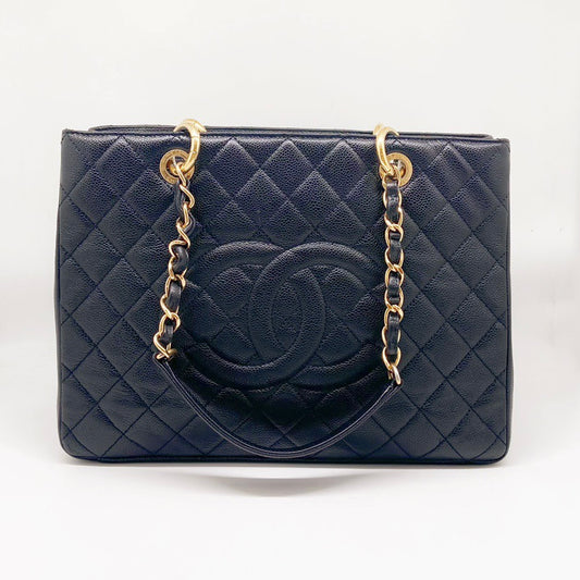 Preloved Chanel Black n Gold Grand Shopping Tote GST