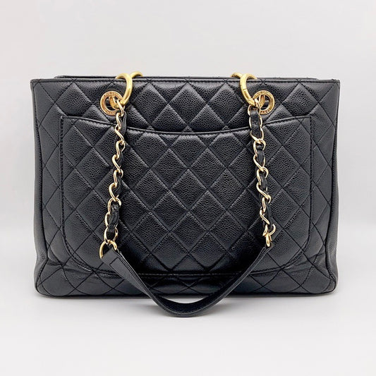 Preloved Chanel Black n Gold Grand Shopping Tote GST