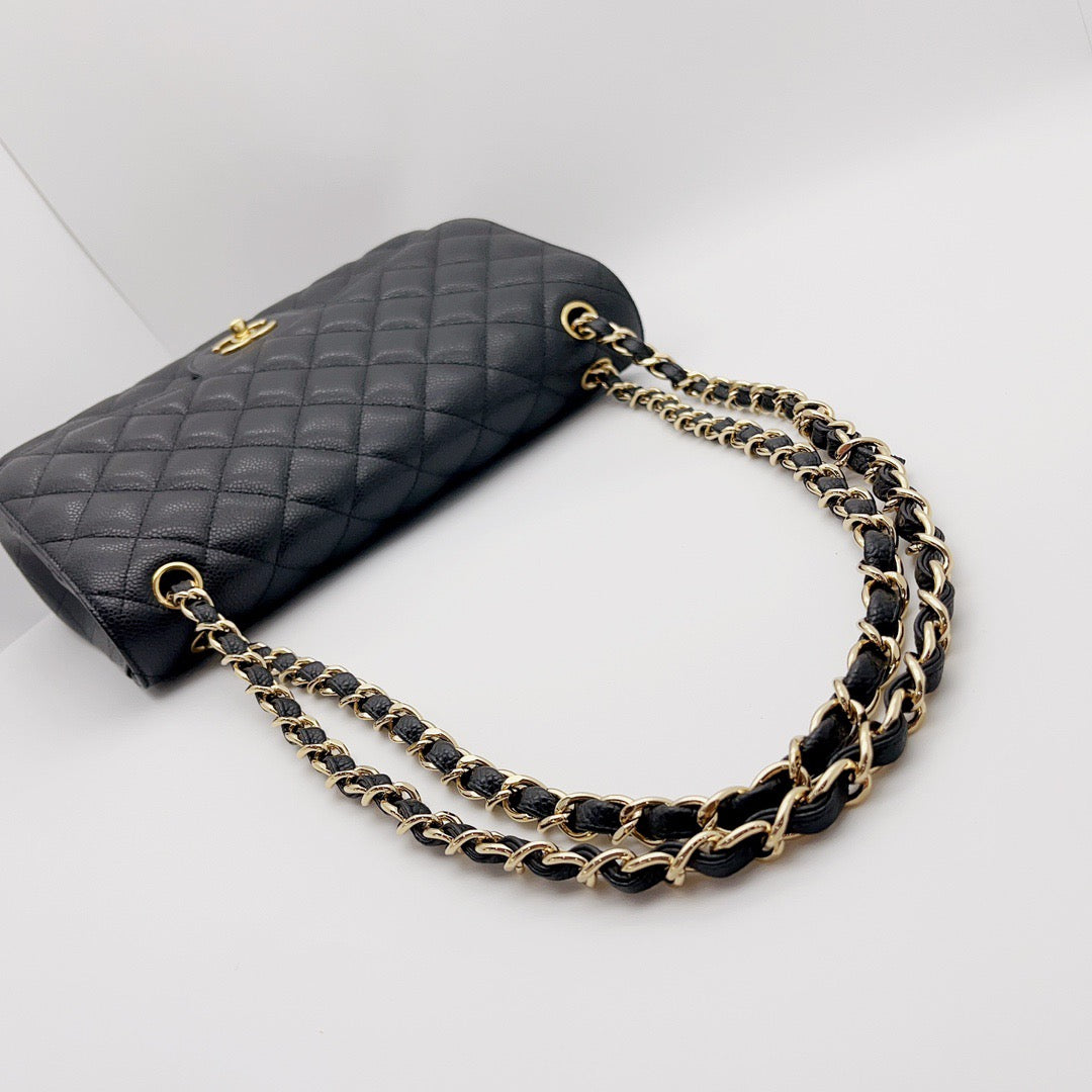 Preloved Chanel Black n Gold Classic Flap Jumbo – allprelovedonly