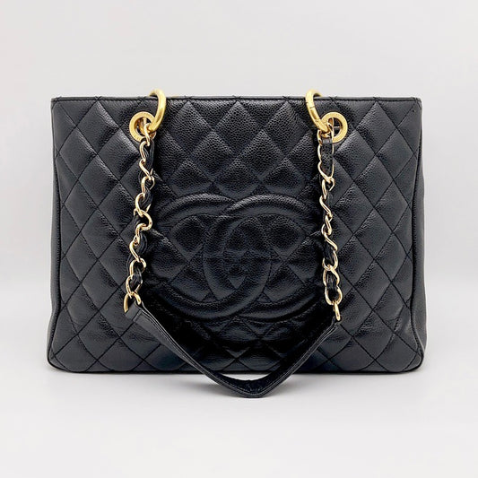 Preloved Chanel Black n Gold Grand Shopping Tote GST