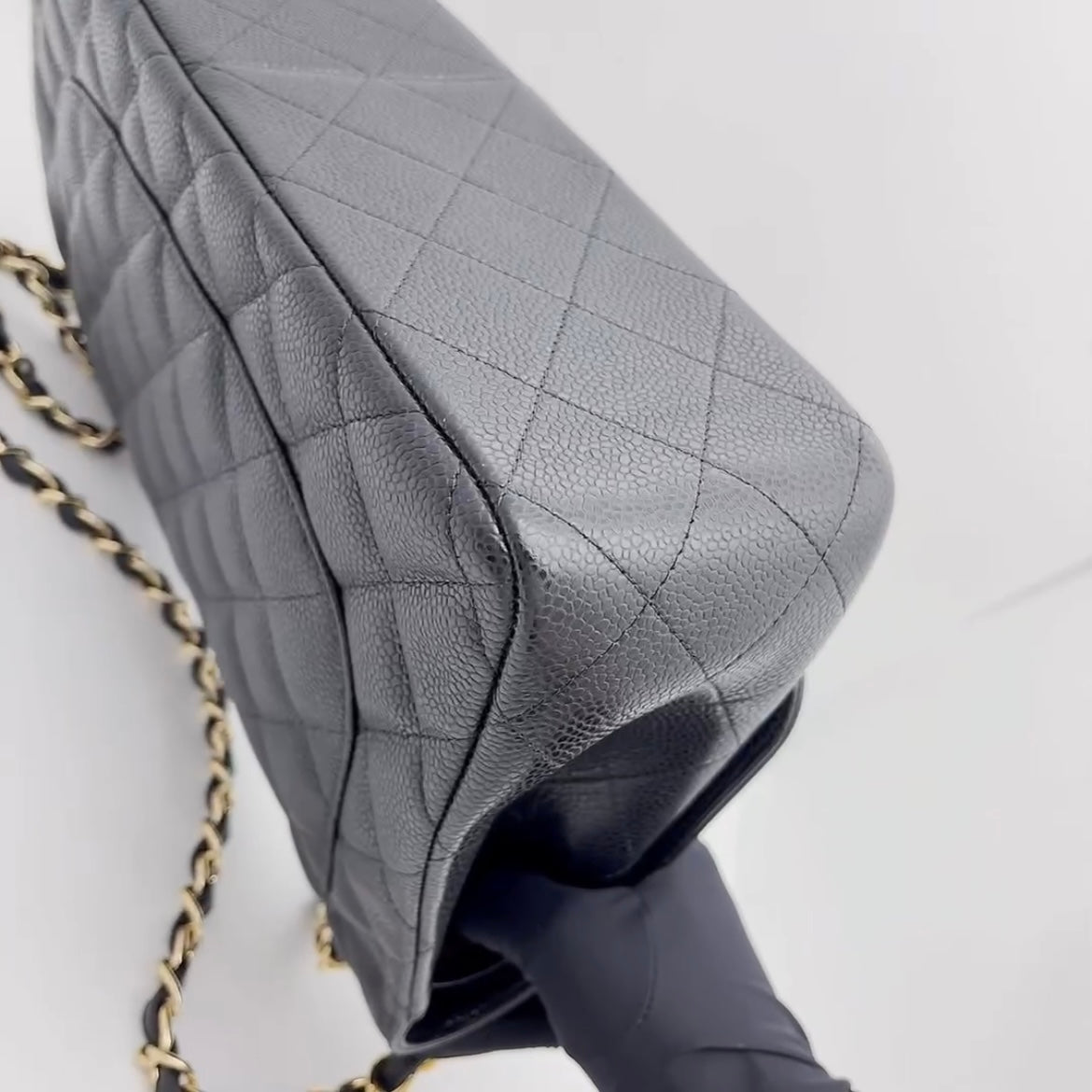 100% Authentic CHANEL 20C Blue Tweed MEDIUM classic flap bag with