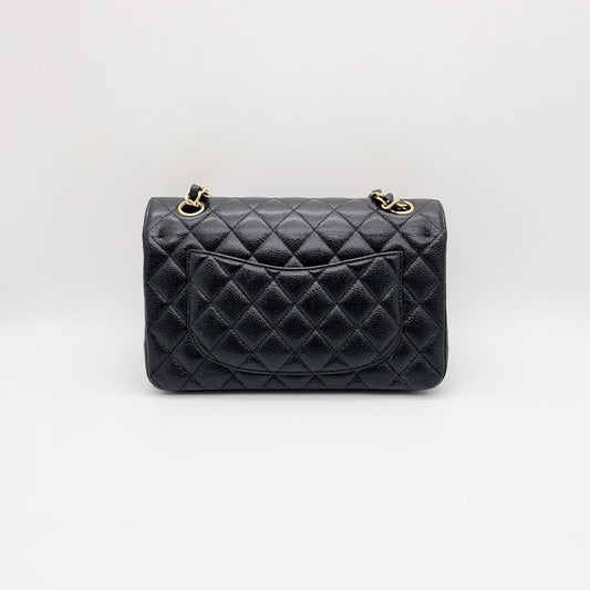 Preloved Chanel Black n Gold Classic Flap Bag Small