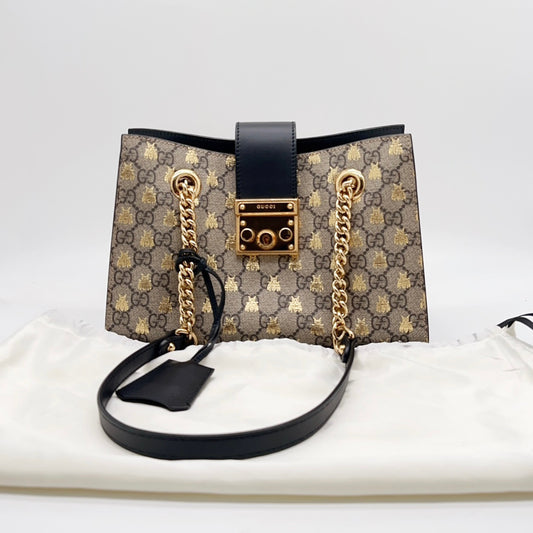 Preloved Gucci GG Padlock Bees Shoulder Bag