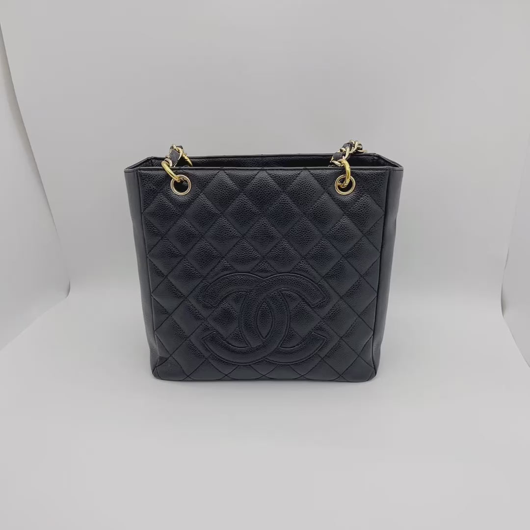 Preloved Chanel Black n Gold Petite Shopping Tote PST – allprelovedonly
