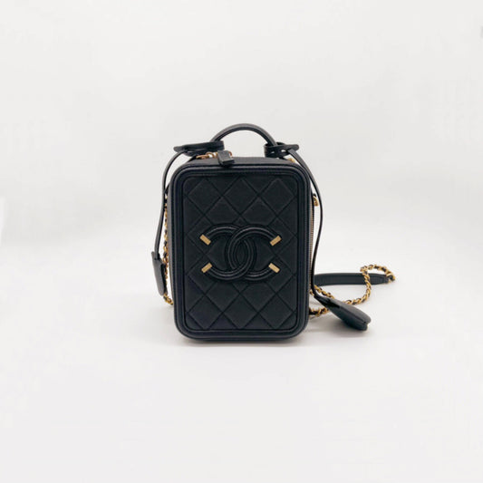 Preloved Chanel CC Filigree Vanity Case Vertical