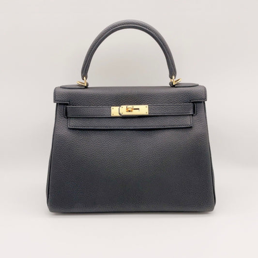 Preloved Hermes Black n Gold Kelly 28