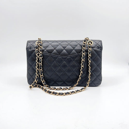Preloved Chanel Black n Gold Classic Flap Medium