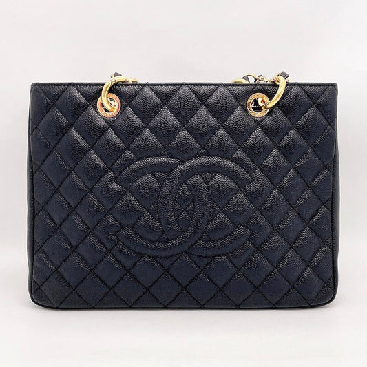 Preloved Chanel Black n Gold Grand Shopping Tote GST