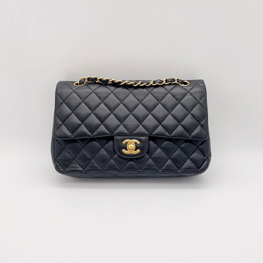 Preloved Chanel Black n Gold Classic Flap Medium