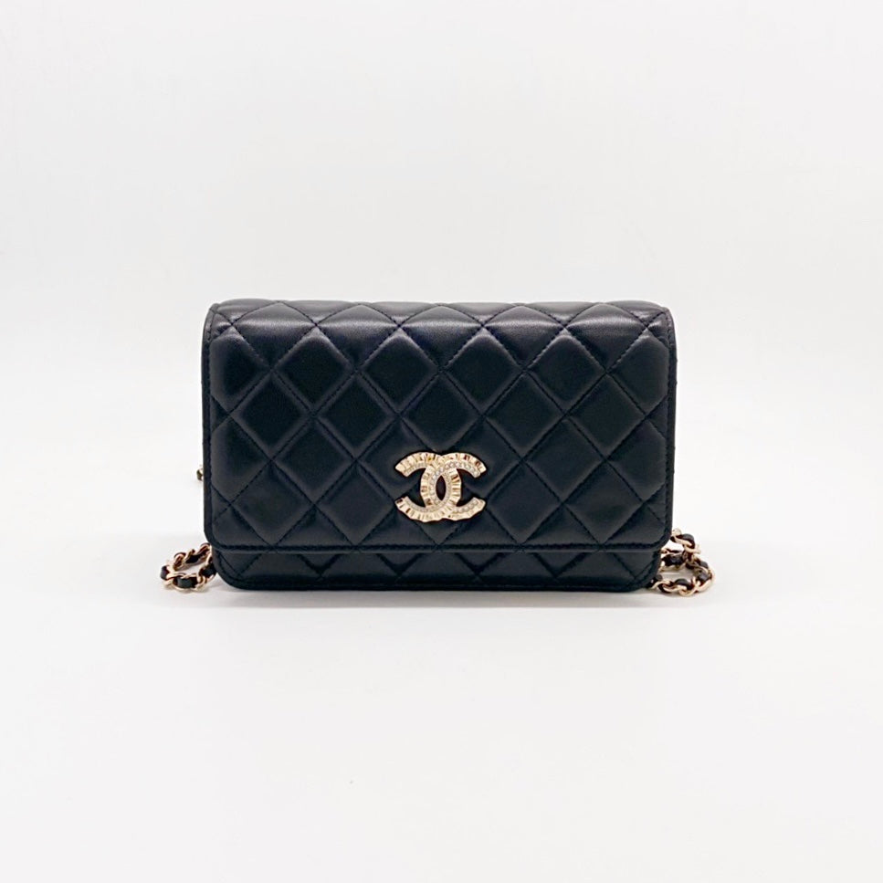 Chanel Black n Gold Limited Classic Wallet On Chain (WOC