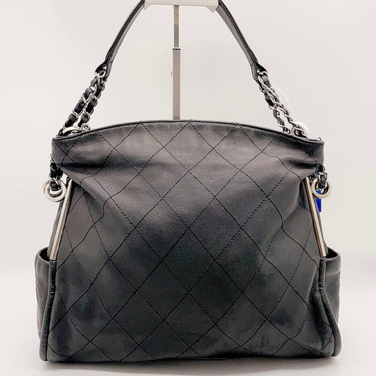 Preloved Chanel Vintage CC Pocket Fold Over Top Flap Shoulder Bag