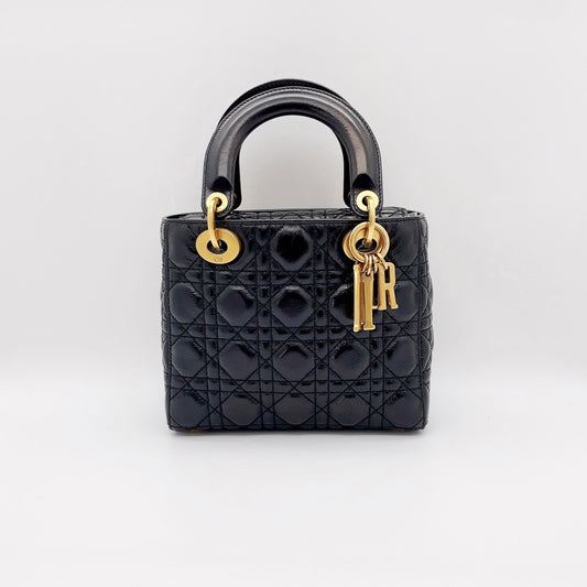 Preloved Christian Dior Black n Gold Lady Dior My ABCDIOR Small