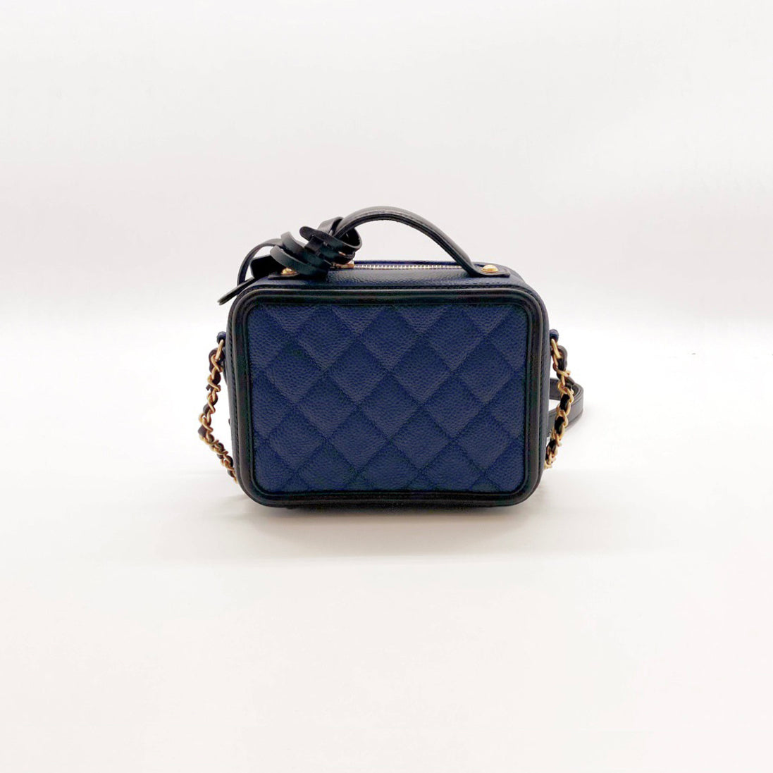 Chanel Pink Quilted Caviar Leather Small CC Filigree Vanity Case