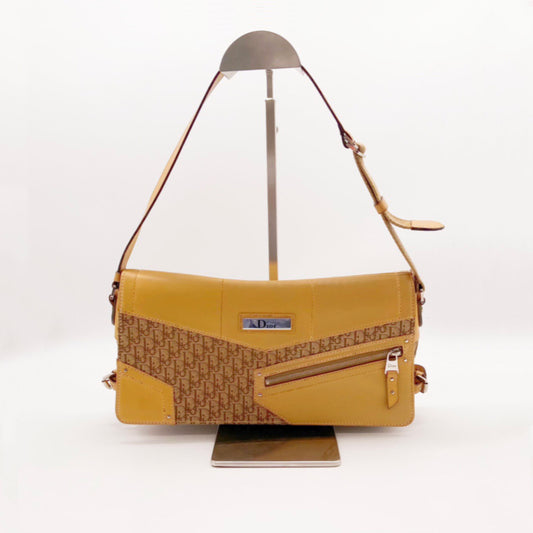 Preloved Christian Dior Vintage Trotter Zipper Baguette Shoulder Bag