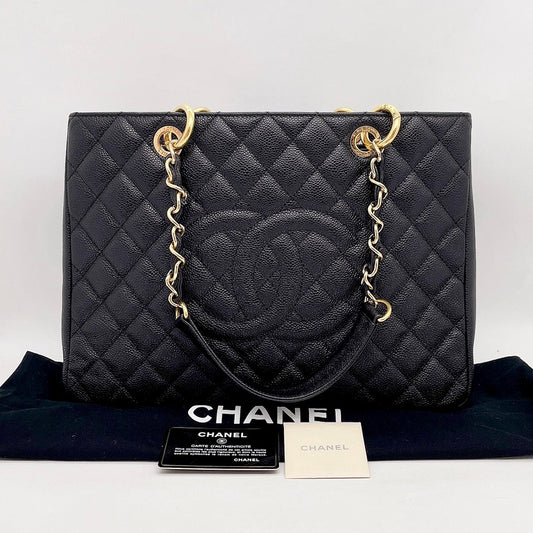 Preloved Chanel Black n Gold Grand Shopping Tote GST