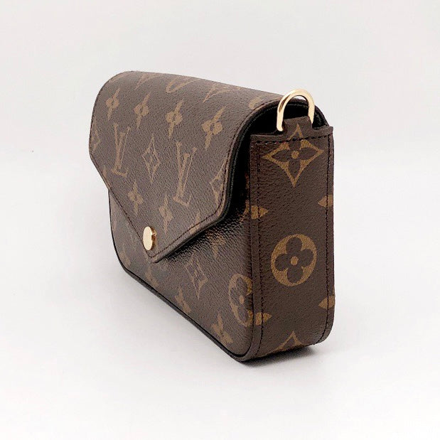 Louis Vuitton Felicie Strap & Go Handbag Monogram Canvas Brown