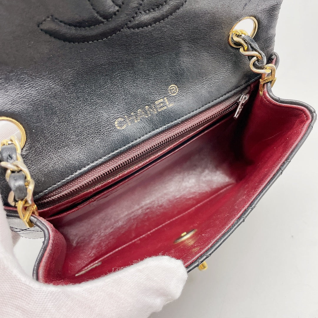 Preloved Chanel Vintage Black n Gold Classic Flap Mini Square –  allprelovedonly