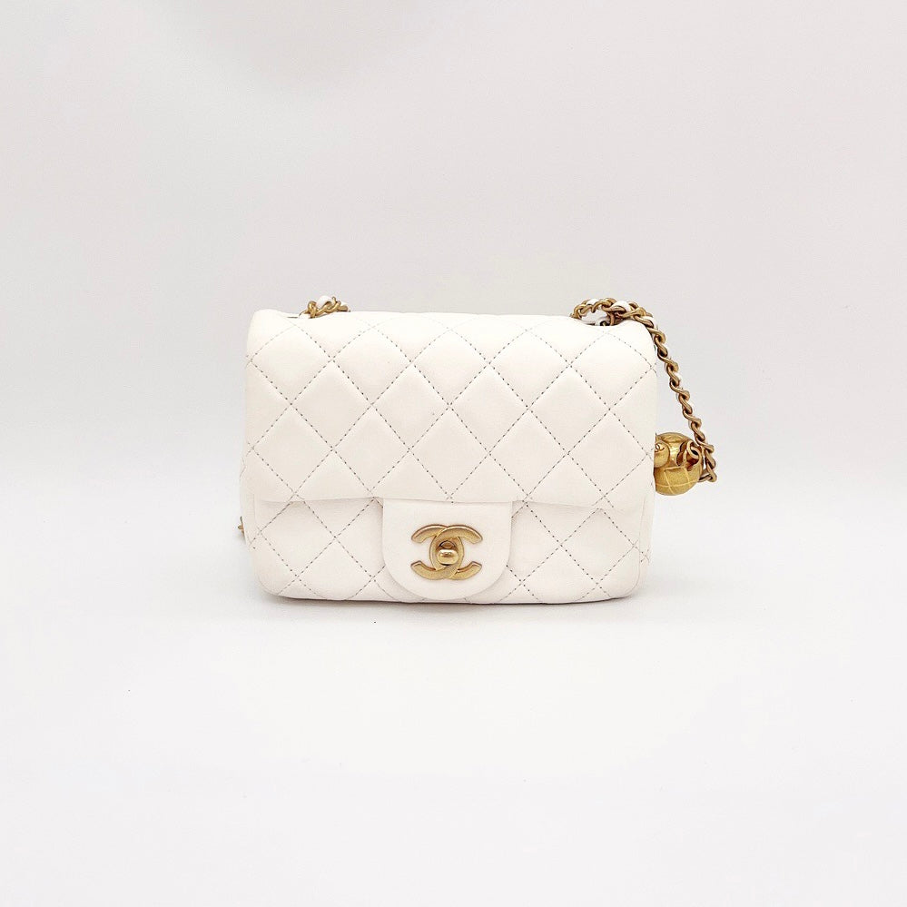 Chanel Pink Velvet Pearl Crush Rectangular Mini Flap Bag