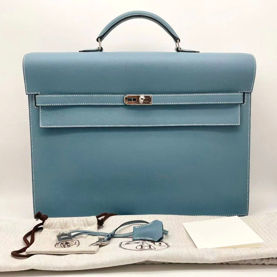 Hermes Grey Kelly Depeche 38cm Briefcase Bag