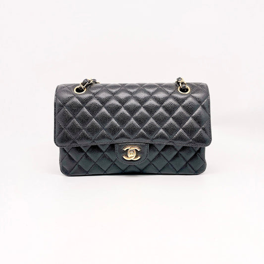 Preloved Chanel Black n Gold Classic Flap Medium