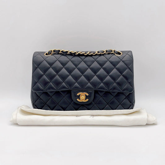 Preloved Chanel Black n Gold Classic Flap Medium