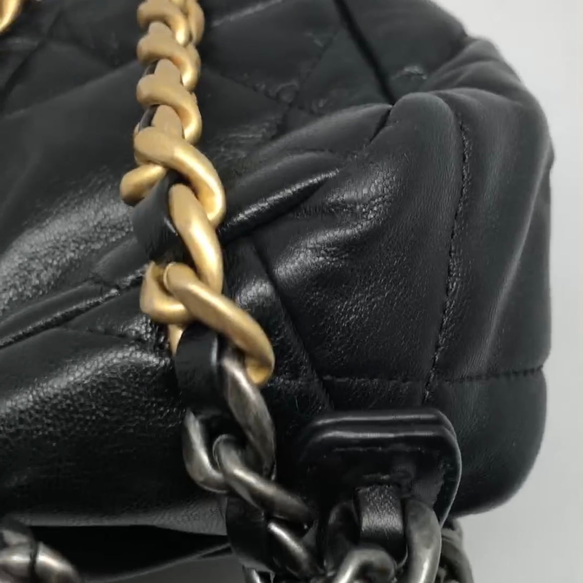 Preloved Chanel Black n Gold 19 Flap Bag Small