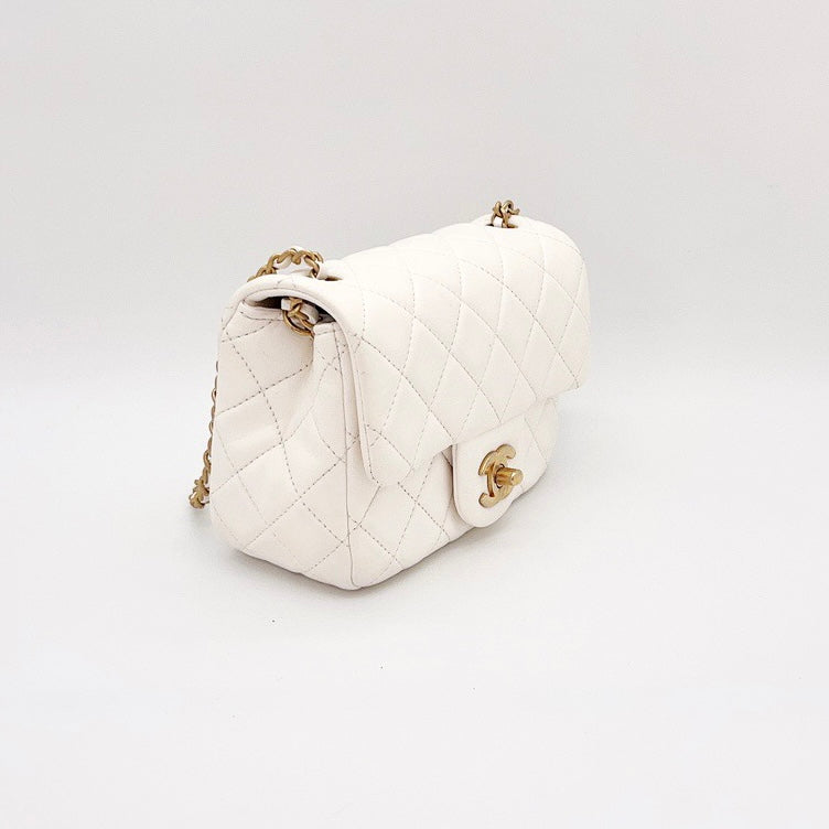 Chanel White Quilted Lambskin Mini Flap Bag With Pearl Crush Chain Pale  Gold Hardware, 2022 Available For Immediate Sale At Sotheby's