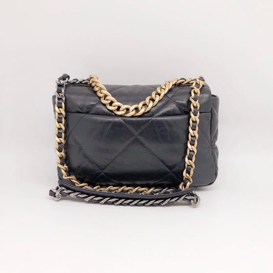Preloved Chanel Black n Gold 19 Flap Bag Small